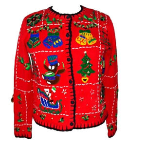 UGLY Christmas Sweater Designers Originals Christmas Cardigan Embroidered Kitsch